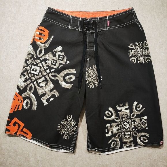 Quicksilver Men's Board Shorts Black and Orange Swim Shorts #2 - Picture 1 of 8